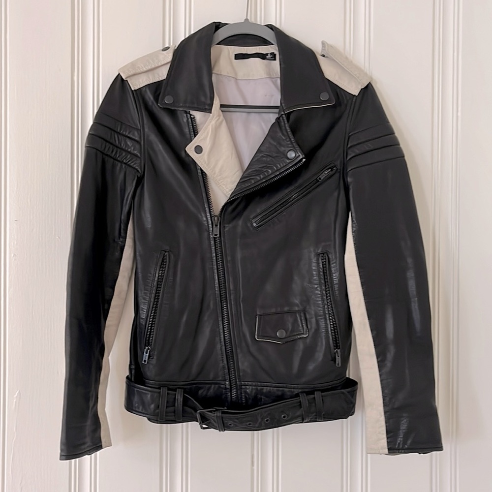 BLK DNM womens leather motorcycle jacket authentic Size Small